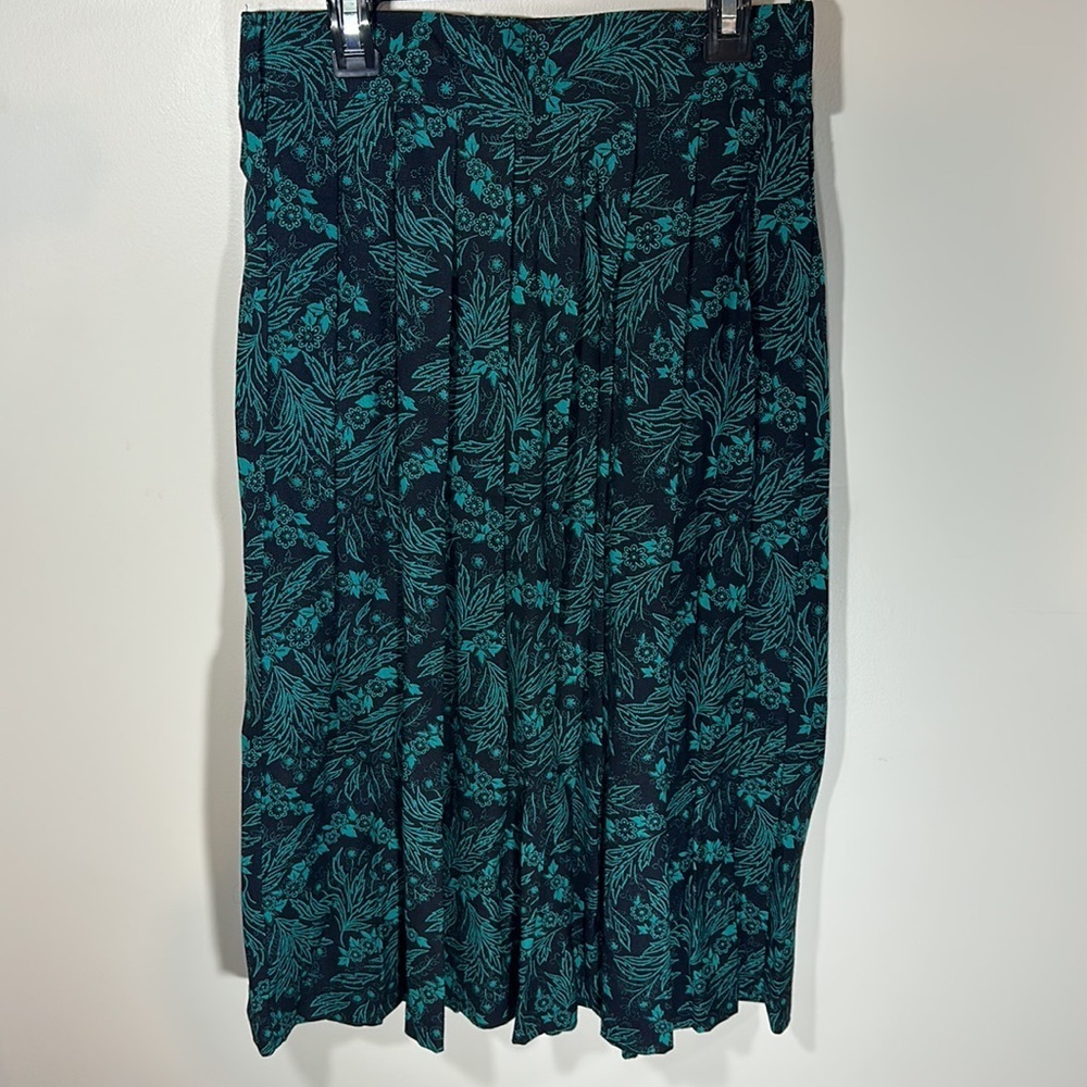 Synari Woman's size 9/10 Vintage Pleated black Turquoise Paisley Skirt Midi - Picture 3 of 9